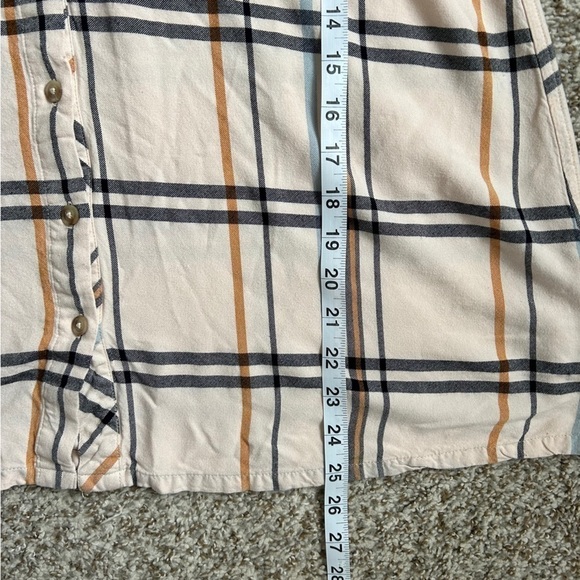 🦋 Motherhood Tan Orange Button Down Plaid Flannel 3/4 Sleeve T-Shirt Medium - Picture 8 of 8